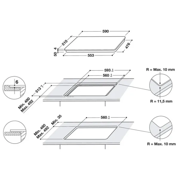Plită încorporabilă cu inducție Whirlpool WB S0060 NE Black photo 3