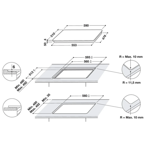 Plită încorporabilă cu inducție Whirlpool WB S0060 NE Black photo 3