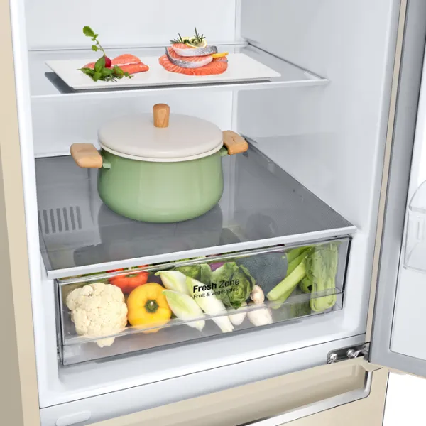 Frigider LG GW-B509SEZM cu congelator jos 384 l / 203 cm / Beige photo 10