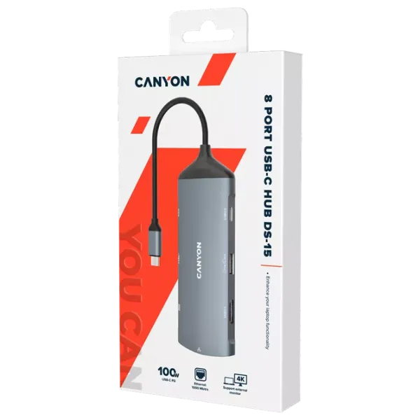 Adapter Canyon DS-15 USB Type-C/ Gray photo 2