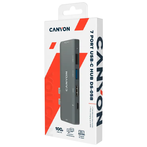 Адаптер Canyon DS-5B 7-in-1 USB Type-C/ Серый photo 5 Адаптер Canyon DS-5B 7-in-1 USB Type-C/ Серый photo 5