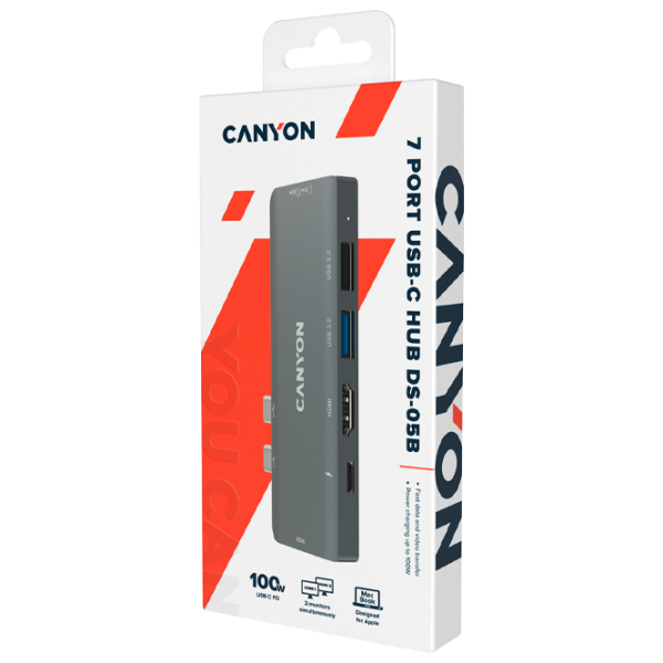 Адаптер Canyon DS-5B 7-in-1 USB Type-C/ Серый photo 5 Адаптер Canyon DS-5B 7-in-1 USB Type-C/ Серый photo 5