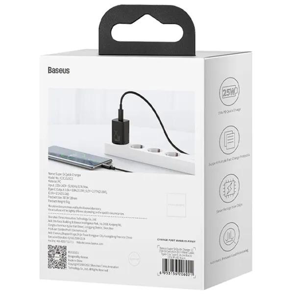 Сетевое зарядное устройство Baseus CCSP020101 3 A/ Черный photo 8