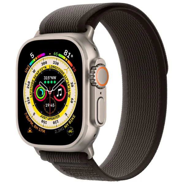 Ремень Apple Watch Trail Loop Nailon/ 49 мм/ Серый Черный photo 2 Ремень Apple Watch Trail Loop Nailon/ 49 мм/ Серый Черный photo 2