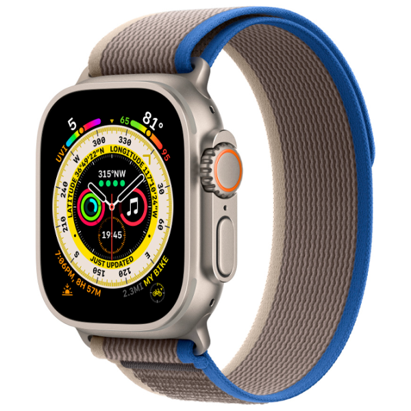 Ремень Apple Watch Trail Loop Nailon/ 49 мм/ Серый Синий/ Бежевый photo 2