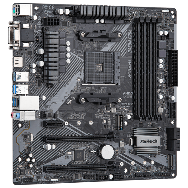 Материнская плата ASRock B450M PRO4 R2.0 mATX/ AMD B450 photo 2