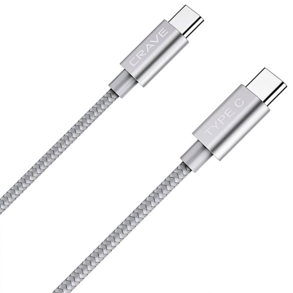Cablu pentru telefon CRVBACAS101 CRAVE USB Type-C + USB Type-C 1 m/ Silver photo 2 Cablu pentru telefon CRVBACAS101 CRAVE USB Type-C + USB Type-C 1 m/ Silver photo 2