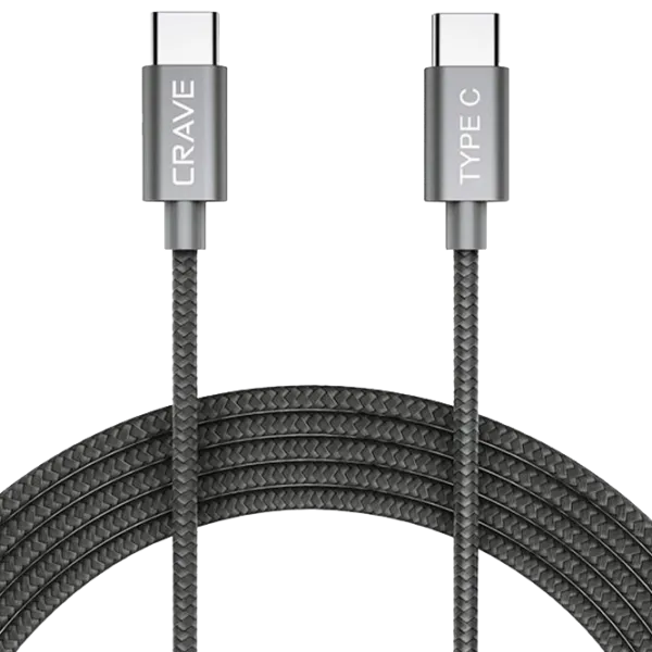 Cablu pentru telefon CRVBACASL101 CRAVE USB Type-C + USB Type-C 1 m/ Gray photo 2 Cablu pentru telefon CRVBACASL101 CRAVE USB Type-C + USB Type-C 1 m/ Gray photo 2