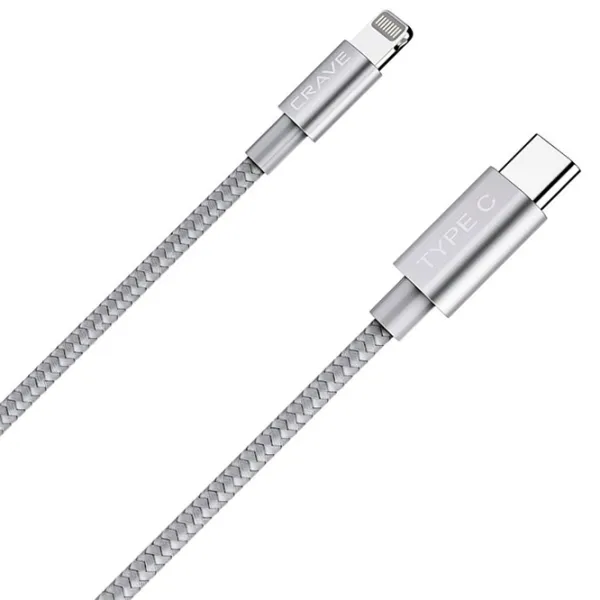 Cablu pentru telefon CRVBLC102 CRAVE Lightning + USB Type-C 1 m/ Silver photo 2