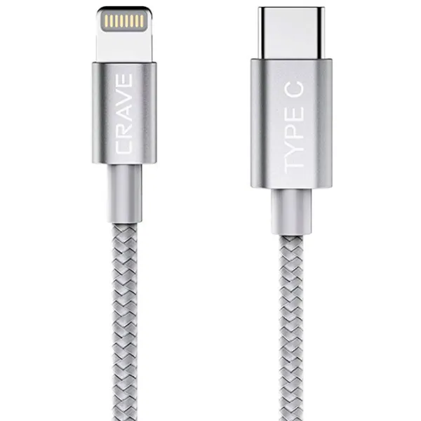 Cablu pentru telefon CRVBLC102 CRAVE Lightning + USB Type-C 1 m/ Silver photo 3