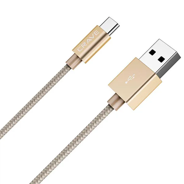 Cablu pentru telefon CRVBACG101 CRAVE USB Type-A + USB Type-C 1 m/ Gold photo 2 Cablu pentru telefon CRVBACG101 CRAVE USB Type-A + USB Type-C 1 m/ Gold photo 2