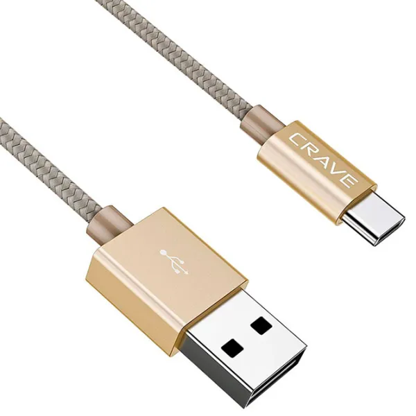 Cablu pentru telefon CRVBACG101 CRAVE USB Type-A + USB Type-C 1 m/ Gold photo 4 Cablu pentru telefon CRVBACG101 CRAVE USB Type-A + USB Type-C 1 m/ Gold photo 4