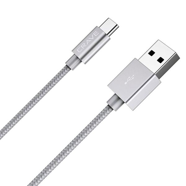 Cablu pentru telefon CRVBACG102 CRAVE USB Type-A + USB Type-C 1 m/ Silver photo 2 Cablu pentru telefon CRVBACG102 CRAVE USB Type-A + USB Type-C 1 m/ Silver photo 2