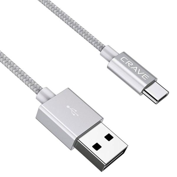 Cablu pentru telefon CRVBACG102 CRAVE USB Type-A + USB Type-C 1 m/ Silver photo 4 Cablu pentru telefon CRVBACG102 CRAVE USB Type-A + USB Type-C 1 m/ Silver photo 4