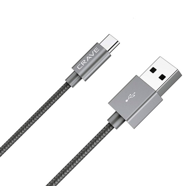 Cablu pentru telefon CRVBACG103 CRAVE USB Type-A + USB Type-C 1 m/ Gray photo 2 Cablu pentru telefon CRVBACG103 CRAVE USB Type-A + USB Type-C 1 m/ Gray photo 2