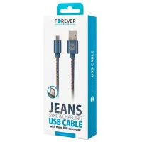 Кабель для телефона Jeans Forever USB Type-A + microUSB 1 м/ Синий photo 2