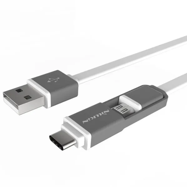 Cablu pentru telefon 55366 Nillkin USB Type-A + microUSB, USB Type-C 1.2 m/ White photo 2