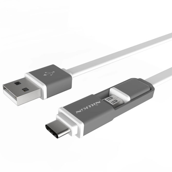 Cablu pentru telefon 55366 Nillkin USB Type-A + microUSB, USB Type-C 1.2 m/ White photo 2