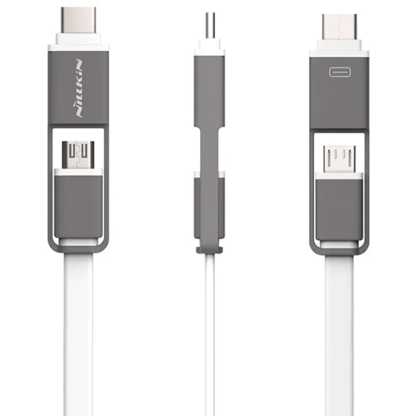 Cablu pentru telefon 55366 Nillkin USB Type-A + microUSB, USB Type-C 1.2 m/ White photo 3
