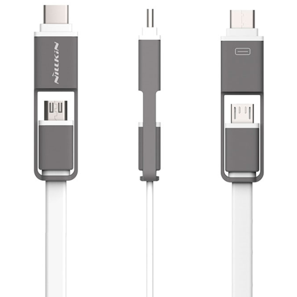 Cablu pentru telefon 55366 Nillkin USB Type-A + microUSB, USB Type-C 1.2 m/ White photo 3