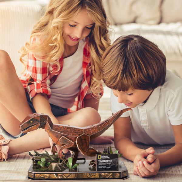 Пазл 3D CubicFun Velociraptor 8+/ Количество деталей: 63 photo 5