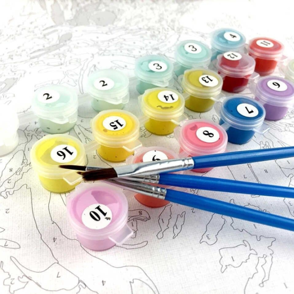 Pictură pe numere BrushMe Coș cu hortenzie GX36620 50 x 40 cm/ Orizontală photo 3