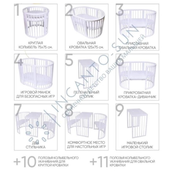 Pat pentru copii Incanto STELLA 11in1 (KR-0175/ 0) 0 luni -/ White photo 5 Pat pentru copii Incanto STELLA 11in1 (KR-0175/ 0) 0 luni -/ White photo 5