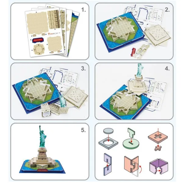 Пазл 3D CubicFun Статуя Свободы (США) 8+/ Количество деталей: 39 photo 3