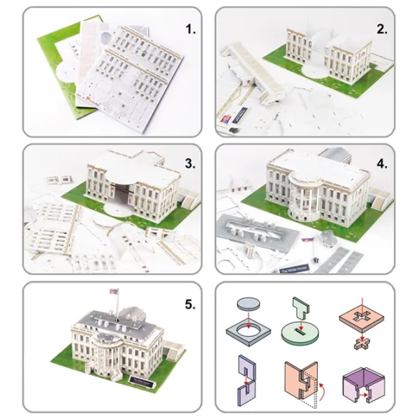 Пазл 3D CubicFun The White House 8+/ Количество деталей: 65 photo 3
