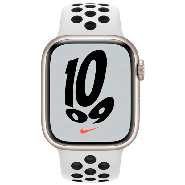 Умные часы Apple Watch Series 7 Nike 1.69"/ MKN33/ Starlight Серебристый photo 2 Умные часы Apple Watch Series 7 Nike 1.69"/ MKN33/ Starlight Серебристый photo 2
