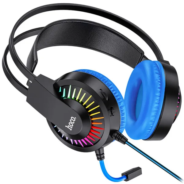 Căști Hoco W105 Joyful Blue Cu fir/ Gaming photo 2