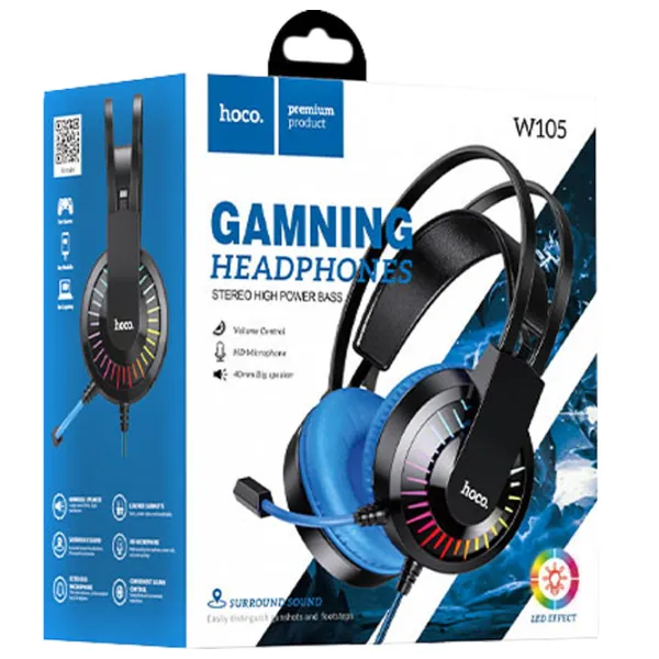 Căști Hoco W105 Joyful Blue Cu fir/ Gaming photo 4