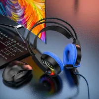 Căști Hoco W105 Joyful Blue Cu fir/ Gaming photo 6