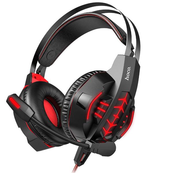Căști Hoco W102 Cool Tour Black Red Cu fir/ Gaming photo 2