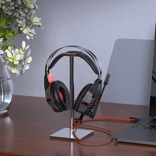 Căști Hoco W102 Cool Tour Black Red Cu fir/ Gaming photo 5
