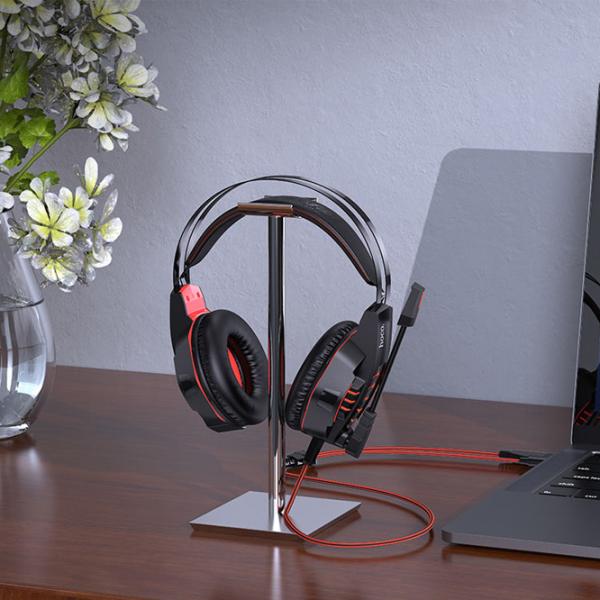 Căști Hoco W102 Cool Tour Black Red Cu fir/ Gaming photo 5