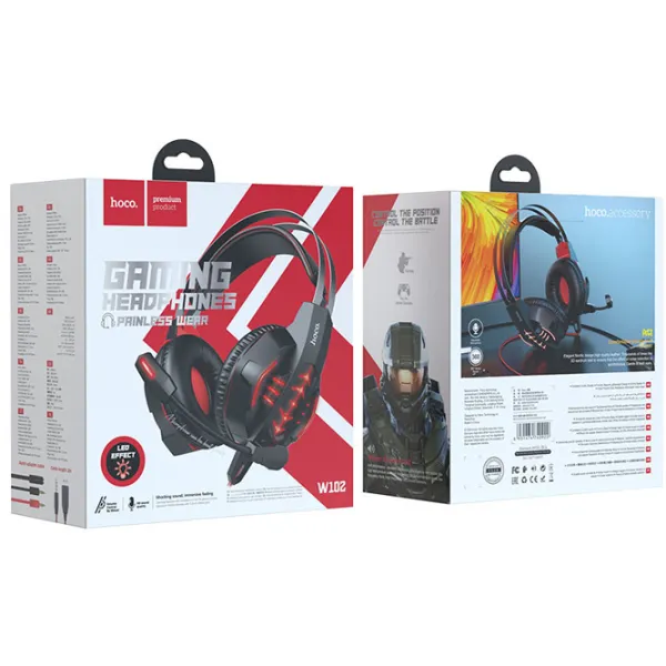 Căști Hoco W102 Cool Tour Black Red Cu fir/ Gaming photo 6