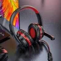 Căști Hoco W103 Magic Tour Black Red Cu fir/ Gaming photo 4