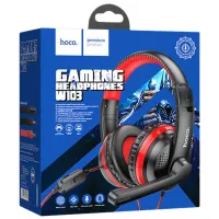 Căști Hoco W103 Magic Tour Black Red Cu fir/ Gaming photo 5