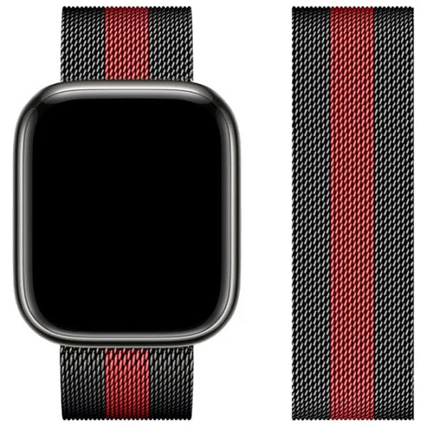 Ремешок Apple Watch WA03 Simple beauty series Металл/
42 / 44 / 45 / 49 мм / Черный Red photo 2