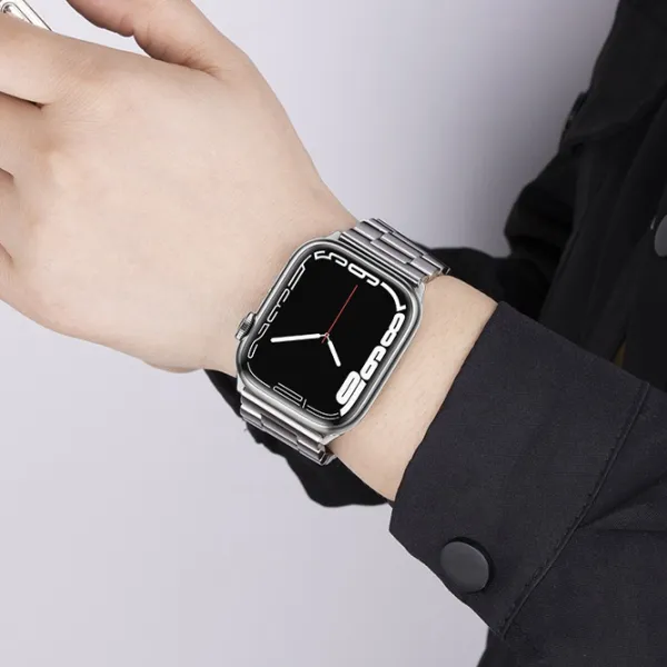 Ремешок Apple Watch WA10 Grand series three-bead Металл/
38, 40, 41 мм / Серебряный  photo 3