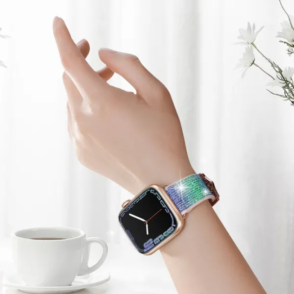 Ремешок Apple Watch WA11 Diamond series double-section Силикон/
38, 40, 41 мм / Розовый Blue green photo 4