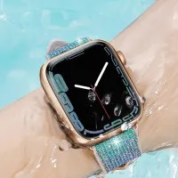 Ремешок Apple Watch WA11 Diamond series double-section Силикон/
42, 44, 45, 49 мм / Розовый Blue green photo 3