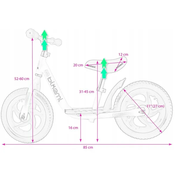 Беговел Jumi CD-871304 11" 11" Металл/ Розовый Белый photo 7