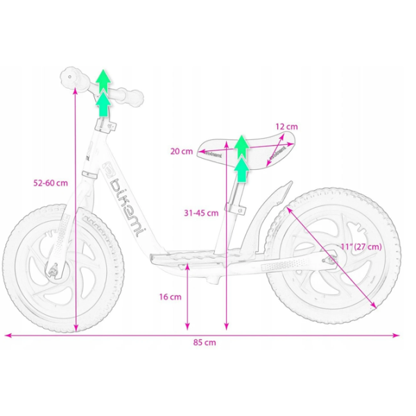 Беговел Jumi CD-871304 11" 11" Металл/ Розовый Белый photo 7