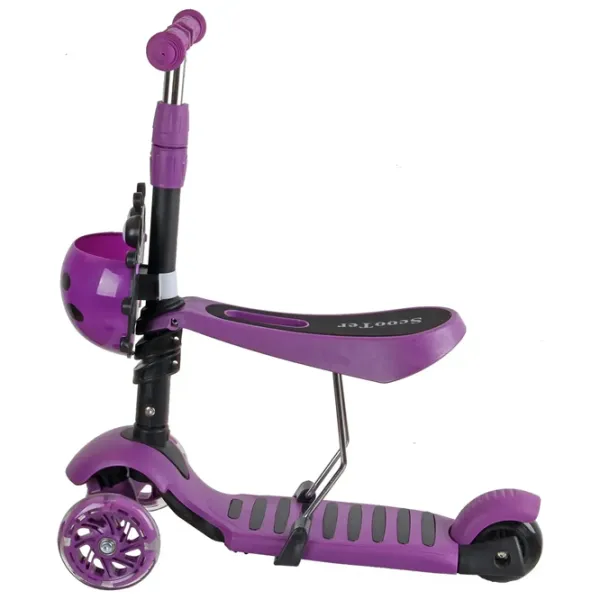 Детский трёхколёсный самокат Enero Balance 3 in 1 (1001680-002) 50 кг/ Фиолетовый photo 2