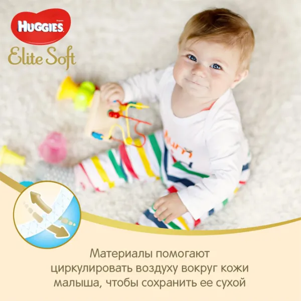 Подгузники для детей Huggies Elite Soft Mega 3 3 5 - 9 кг/ 72 шт. photo 3