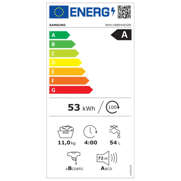Mașină de spălat Samsung Bespoke WW11BB944DGMS7 11 kg / 1400 rpm / White photo 9