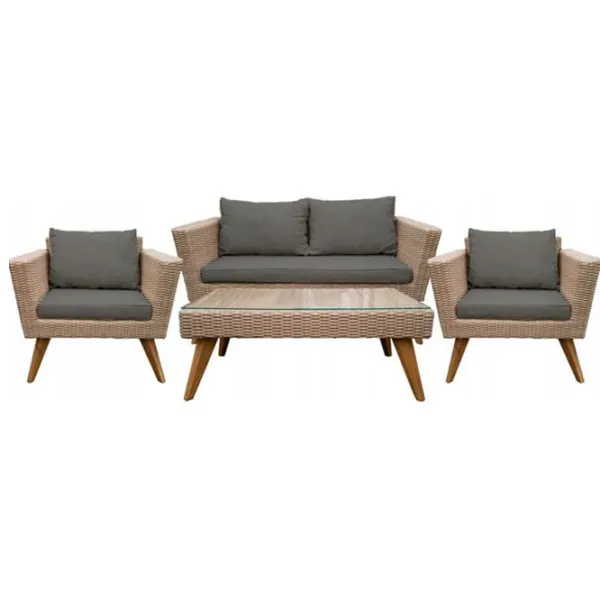 Set mobilă terasă Jumi Malmo Ratan artificial/ Sticlă/ Rattan artificial/ Beige photo 2 Set mobilă terasă Jumi Malmo Ratan artificial/ Sticlă/ Rattan artificial/ Beige photo 2