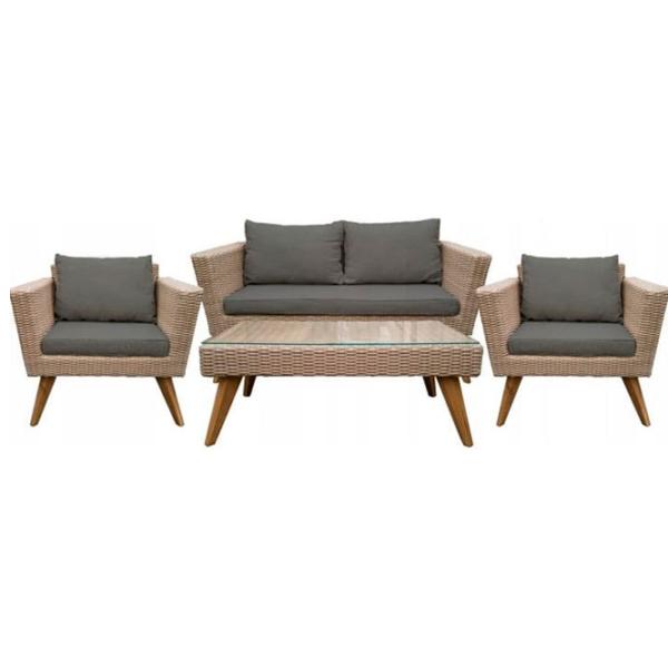 Set mobilă terasă Jumi Malmo Ratan artificial/ Sticlă/ Rattan artificial/ Beige photo 2 Set mobilă terasă Jumi Malmo Ratan artificial/ Sticlă/ Rattan artificial/ Beige photo 2